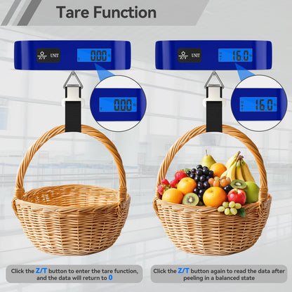 Luggage Scale, Dr.meter Luggage Weight Scale Backlight LCD Display PS02 110lb/50kg Electronic Balance Digital Postal Travel Accessories with Rubber Paint Handle Temperature Sensor, Blue