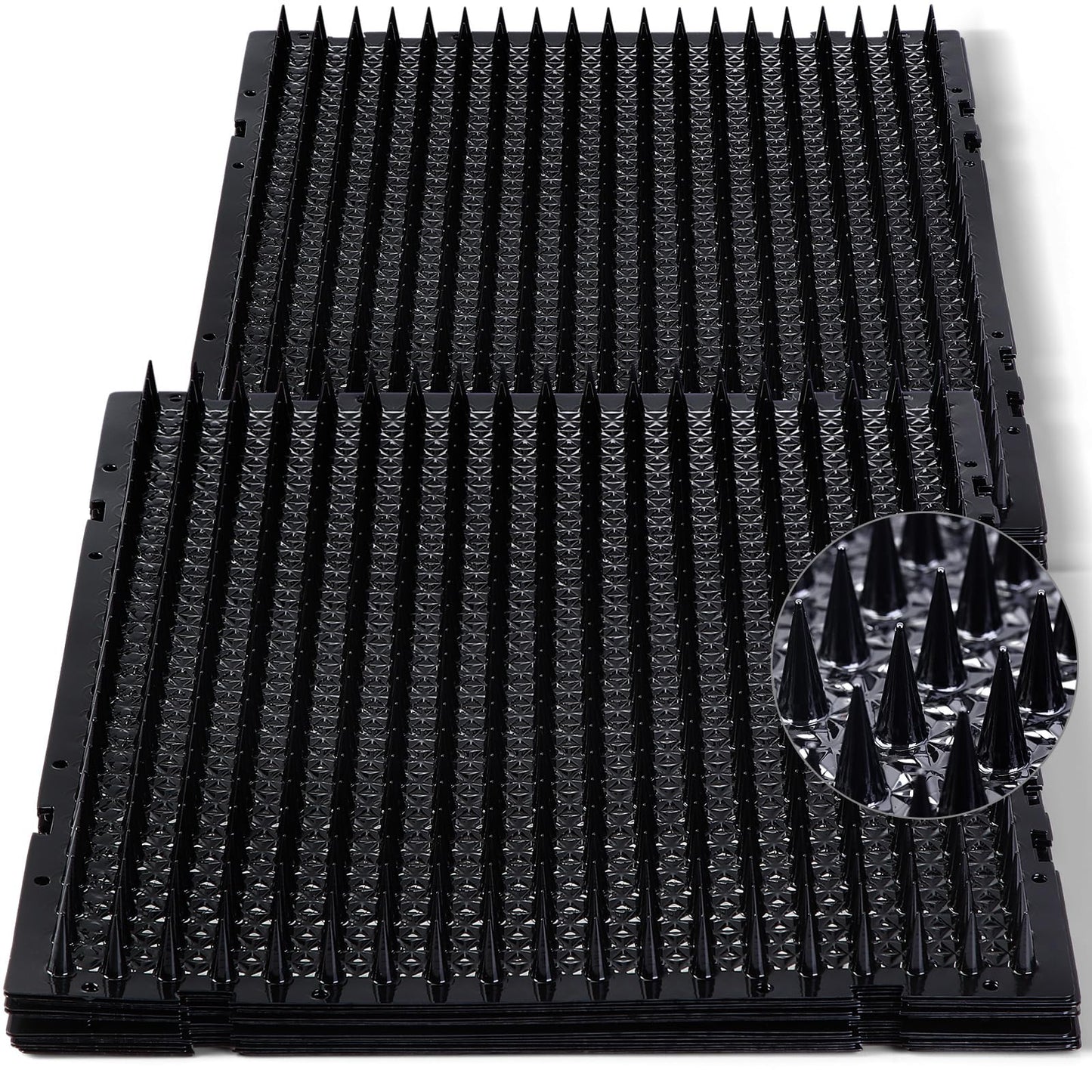 16 Pack Cat Repellent Outdoor Mat Cats Dogs Plastic Bendable Spiked Deterrent Training Repellent PET Mats with Spikes for Indoor Outdoor Supplies, 18.3 Square Feet, 16 x 13 Inch(Black)
