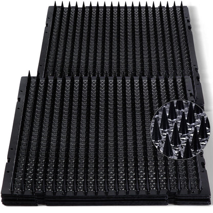 16 Pack Cat Repellent Outdoor Mat Cats Dogs Plastic Bendable Spiked Deterrent Training Repellent PET Mats with Spikes for Indoor Outdoor Supplies, 18.3 Square Feet, 16 x 13 Inch(Black)