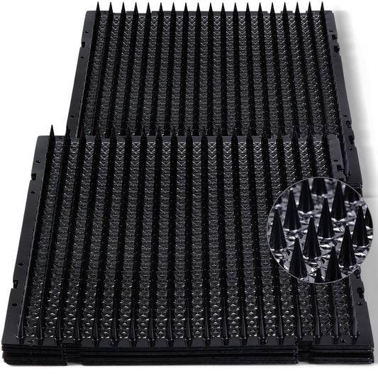 16 Pack Cat Repellent Outdoor Mat Cats Dogs Plastic Bendable Spiked Deterrent Training Repellent PET Mats with Spikes for Indoor Outdoor Supplies, 18.3 Square Feet, 16 x 13 Inch(Black)