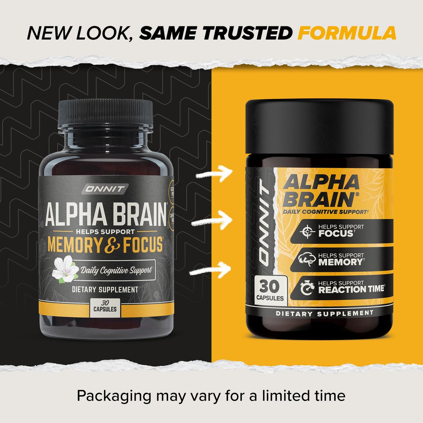 ONNIT Alpha Brain Nootropic Brain Supplement for Men & Women | Memory, Mental Clarity & Cognitive Improvement | Focus Capsules with L-Theanine, Vitamin B6 & Phosphatidylserine (90 Count)
