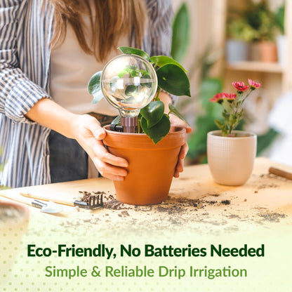NiHome Plant Self-Watering Globes for Busy Individuals & Travelers, Long-Lasting Moisture Consistent Dripper Spike for Indoor & Outdoor Plants, Adjustable Flow Valve Easy to Refill & Maintain (2-Pack)