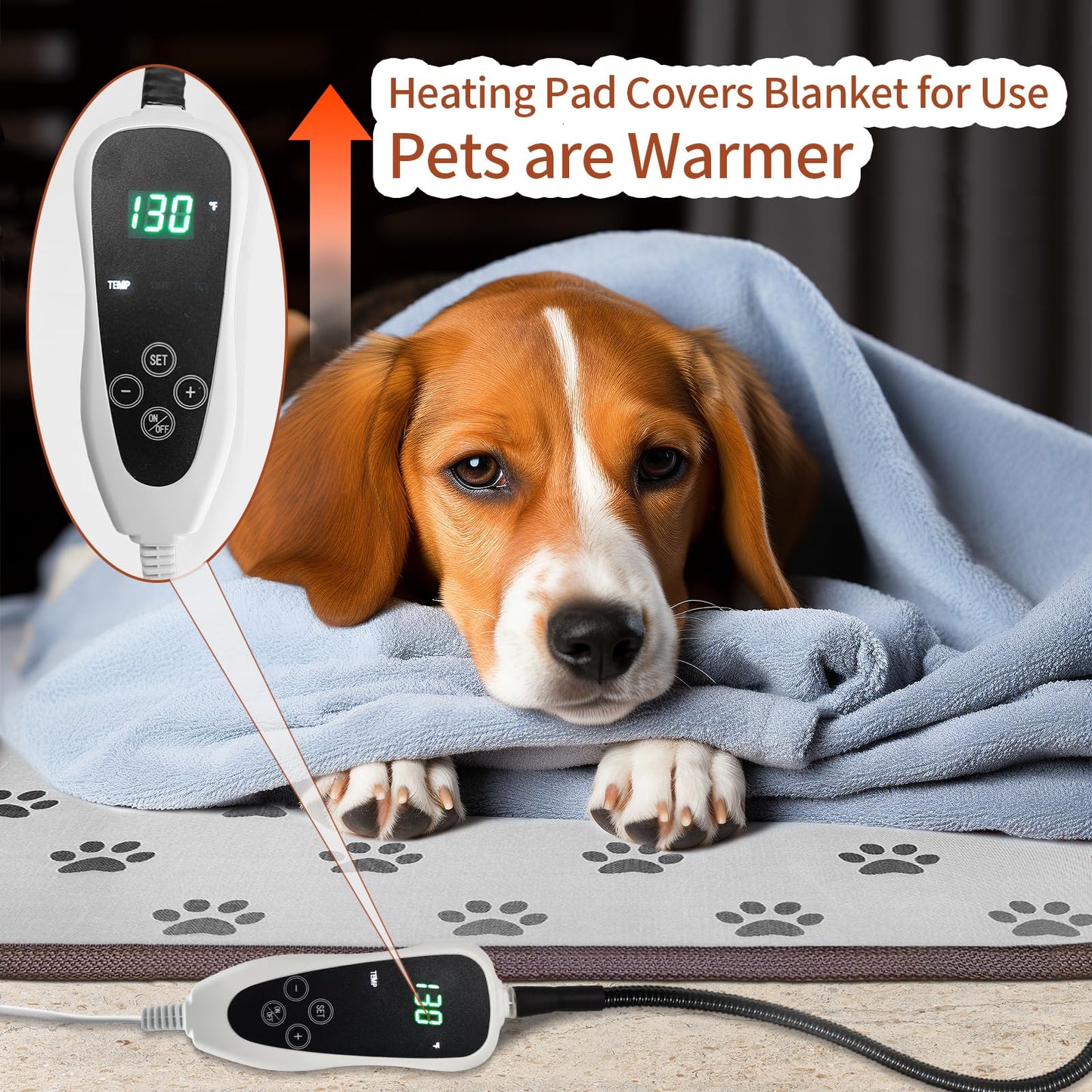 GOLOPET Large Dog Heating Pad 34x21in Waterproof Pet Heating Pad for Dogs Smart Thermostat Switch, Whelping Supplies Heated Dog Bed,Adding Wire Rope Wires Puppy Heating Pad Mat-Whelping Box for Dogs