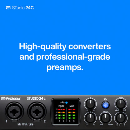 PreSonus Studio 24c 2x2, 192 kHz, USB Audio Interface with Studio One DAW Recording Software