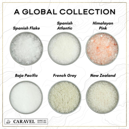 Natural Sea Salt Sampler Set, Pure Finishing with a Rich Taste, Gourmet Cooking Gift and Variety Pack from Around The World, 0.5 oz x Bundle of 6 Imported Salts - Caravel Gourmet