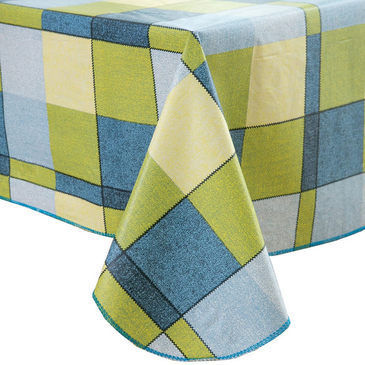 LIBERECOO Vinyl Tablecloth with Flannel Backing, 60 x 102 Scottish Checkered Stain-Resistant Rectangle PVC Flannel Backed Table Cover Waterproof Wipeable for Indoor and Outdoor