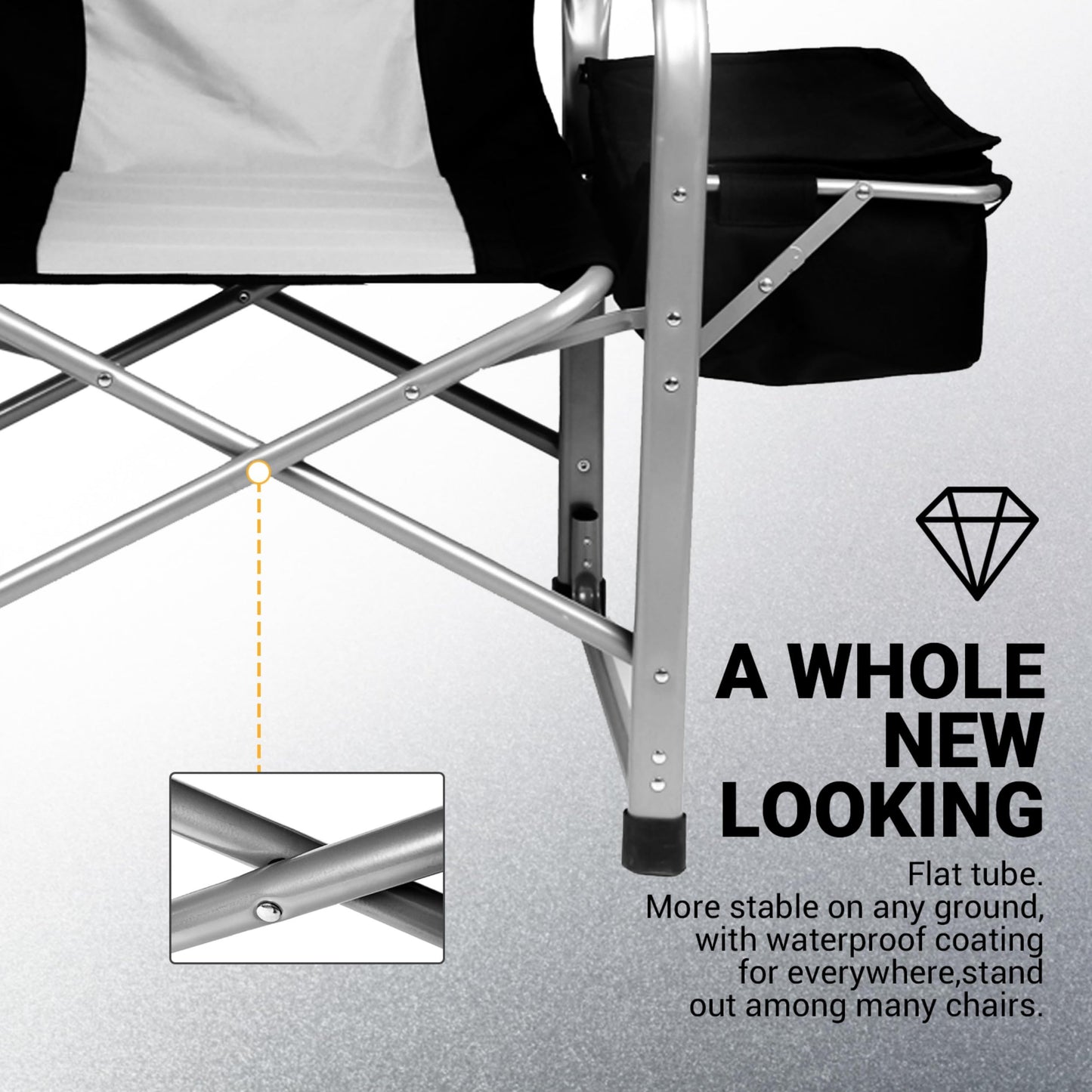 KingCamp Heavy Duty Camping Director Chair Outdoor Folding Chairs for Adults Oversized Camp Chair with Side Table, Cooler Bag, Padded Arms, for Fishing Sports Beach Picnic, Iron, Support 330lbs