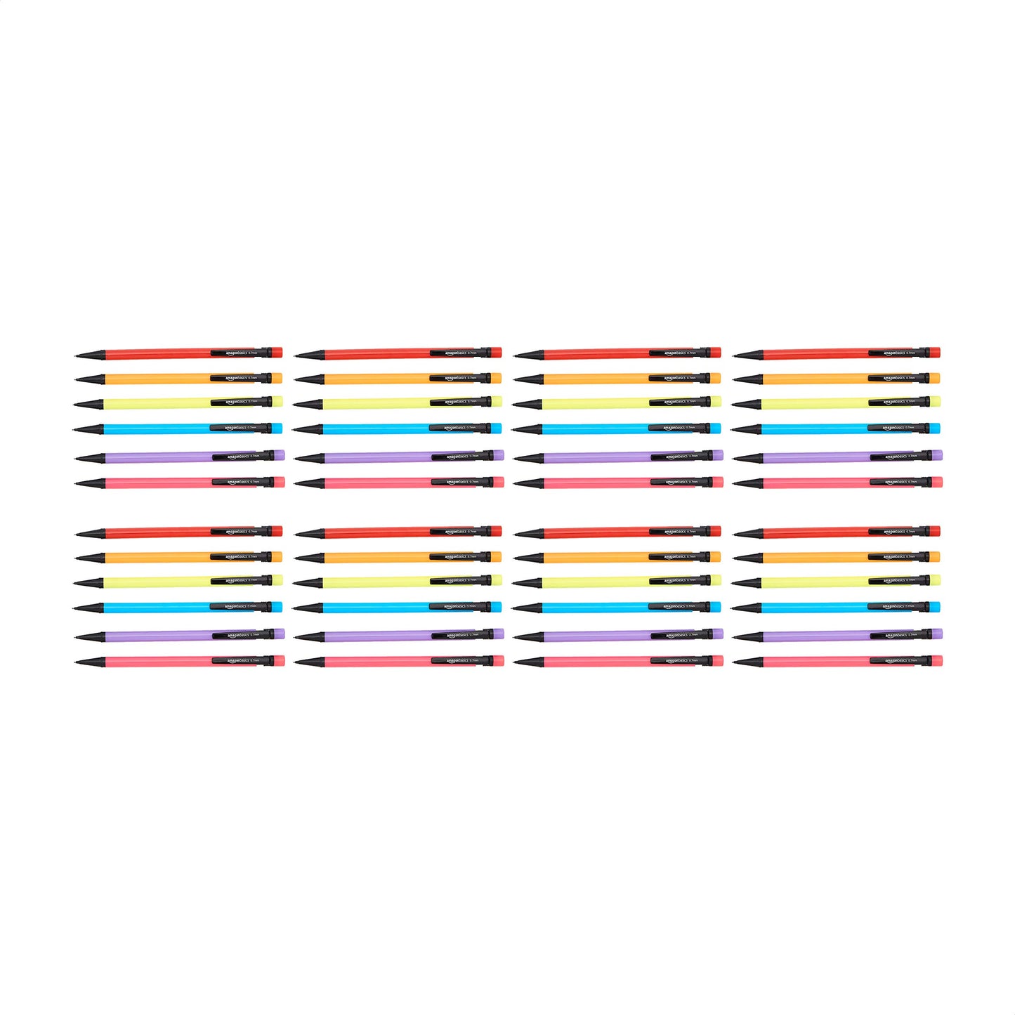Amazon Basics Mechanical Pencils 0.7mm For Writing, Drawing, Bulk Office and School Supplies, Multicolor, 48-Pack