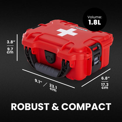 NANUK 903 Waterproof First Aid Box Empty – Durable, Medical First Aid Organizer Case, IP67-Rated, Dustproof, Impact-Resistant, and Floats (7.4" x 4.9" x 3.1") – Red