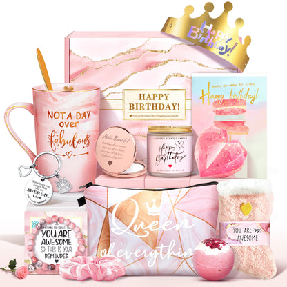 Jumway Not A Day Over Fabulous Mug Gifts Set- Birthday Gifts for Women - Funny Birthday Gift Ideas for Her,Friends, Coworkers, Her, Wife, Mom, Daughter, Sister, Aunt Ceramic Marble Mug 14 Oz