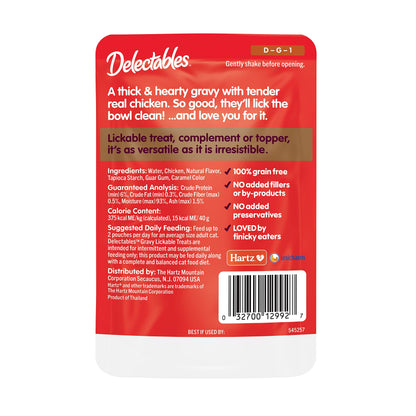 Hartz Delectables Gravy Non-Seafood Lickable Wet Cat Treat & Food Topper, Chicken, 12 Pack, 1.40 Ounce (Pack of 12)