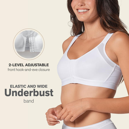 Leonisa Women's Posture Corrector Wireless Back Support Bra, White, 40C