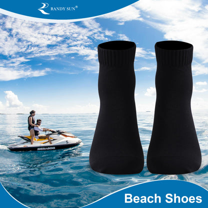 RANDY SUN Unisex Barefoot Quick-Dry Socks, Not Waterproof Sand Sport Shoes Protect Against Sharp Objects for Beach Swim Surf Yoga Aerobics Exercise(1 Pair Black Ankle Size 25)