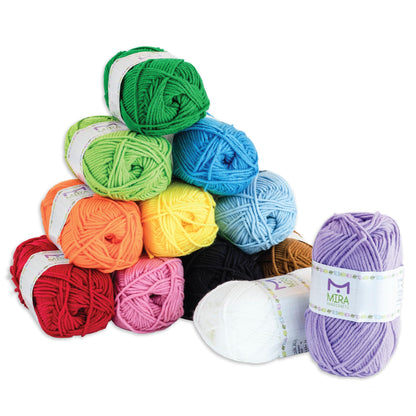 Mira HandCrafts 12 Acrylic Yarn Skeins - Crochet and Knitting Starter Kit for Colorful Arts and Crafts with 1,312 Yards of Multicolored Thread - Make Amigurumi, Granny Squares, Scarves, and Throws