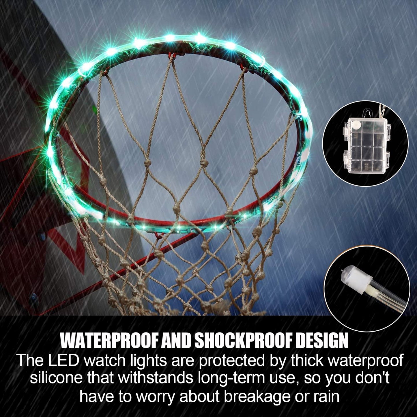 Green Bean LED Basketball Hoop Light Rim and Backboard, Remote Control Basketball Rim Light with 16 Colors 7 Flashing Mode for Playing Basketball in The Dark (Rim and Backboard not Included)