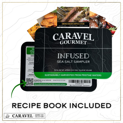 Infused Sea Salt Sampler Set, Finishing Salt for Seasoning, Gourmet Cooking Gift and Spice Variety Pack for Special Occasions, 0.5 oz x Bundle of 6 Flavored Salts - Caravel Gourmet Salt