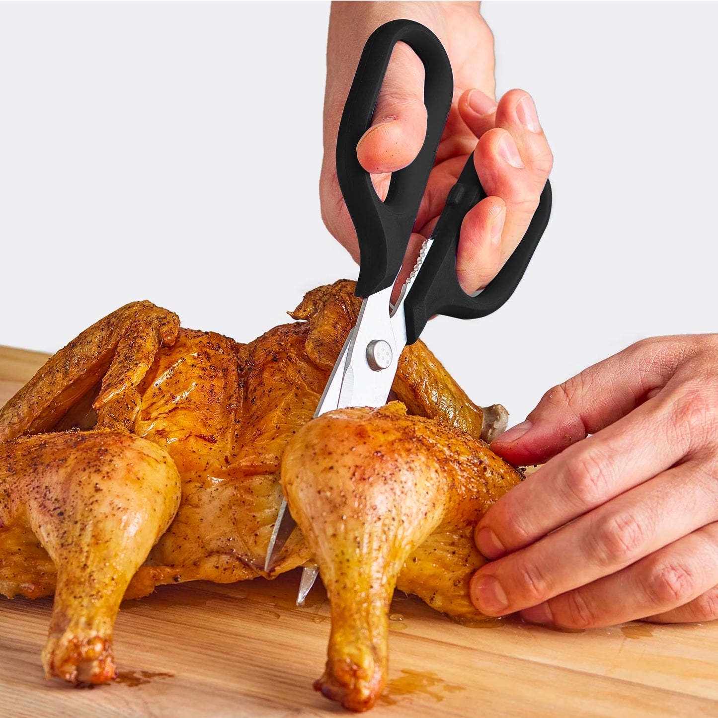 Misen Heavy Duty Kitchen Shears - Stainless Steel, Versatile and Easy Clean Scissors for Meat, Herbs and Veggies - Ambidextrous Comfort Handle - Professional Grade - Black