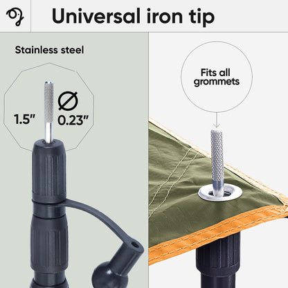 Green Elephant Camping Tarp Poles - Adjustable Aluminum Telescoping Tent Poles for Tarps, Canopy & Awning - Heavy Duty Collapsible Pole Set of 2 - Extends 8ft 2.8 in, Shrinks to 2ft 9.5 in.