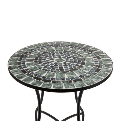 Alpine Corporation Indoor/Outdoor Marbled Glass Mosaic 3-Piece Bistro Set Folding Table and Chairs Patio Seating