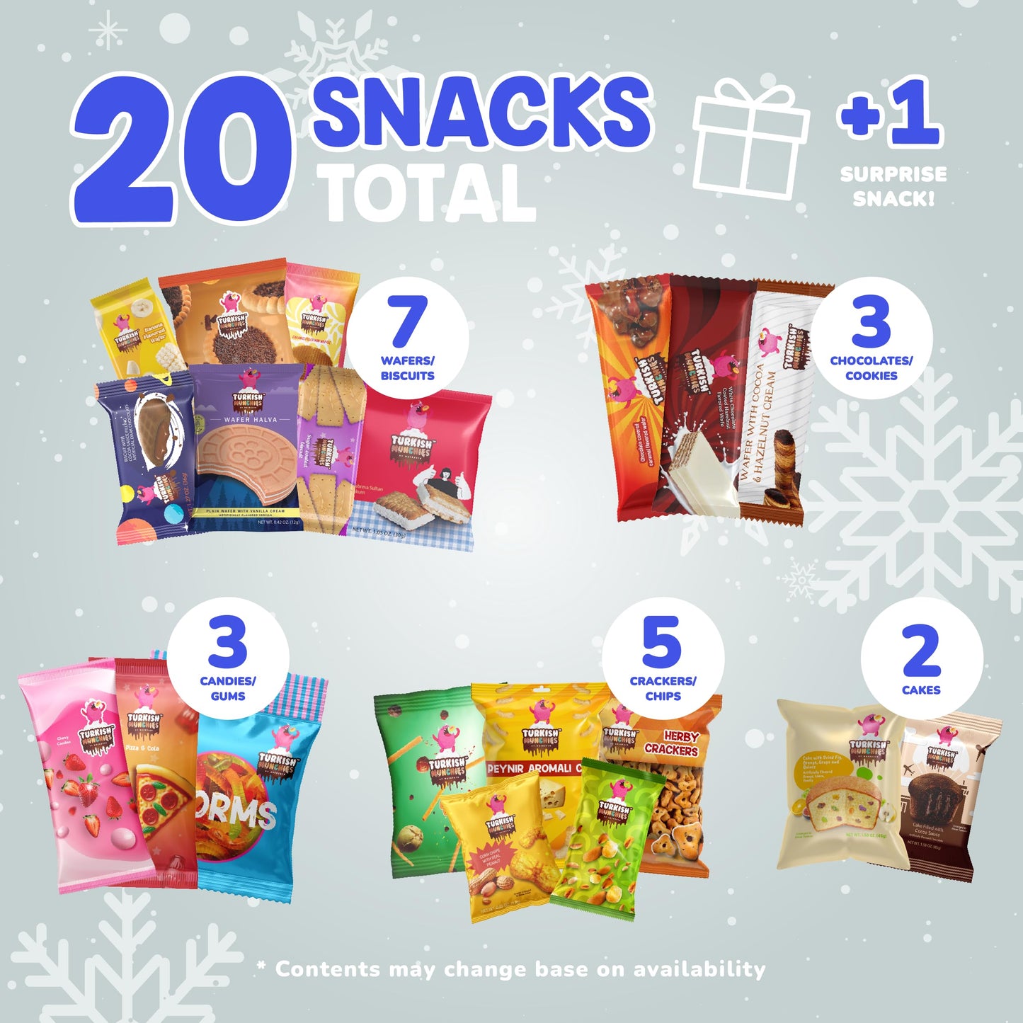 Maxi International Food Hamper | Premium Exotic Foreign Foods | Unique Hampers & Gourmet Gift for Men and Women | American Alike Retro Turkish Foods | 20 Full-Size + 1 Bonus Snacks