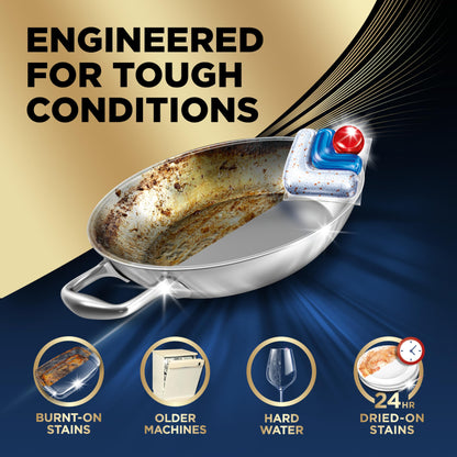 Finish Ultimate Infinity Shine Dishwasher Pods, No Pre-Rinse Dishwasher Detergent Soap Removes Burnt-On Stain, with Protector Shield & CycleSync Technology, Degreasing & Scrubbing Power, 62 Count