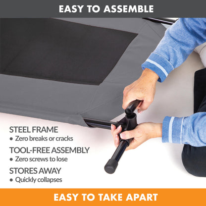 K&H Pet Products Bolster Dog Cot, Cooling Indoor Outdoor Elevated Cot Hammock Dog Bed with Removable Washable Bolsters, Washable Mesh Cover, Raised Metal Frame - Large 42 X 30in Charcoal