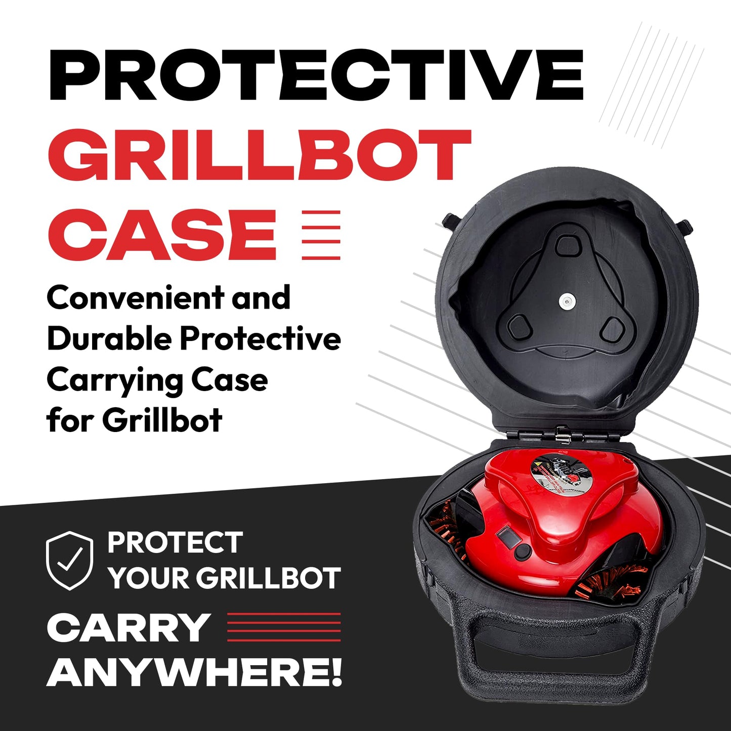 Grillbot Automatic Grill Cleaning Robot with Nylon Brushes, BBQ Grill Cleaner, Grill Brush, Grill Scraper, BBQ Accessories (Red Grillbot + Carry Case)