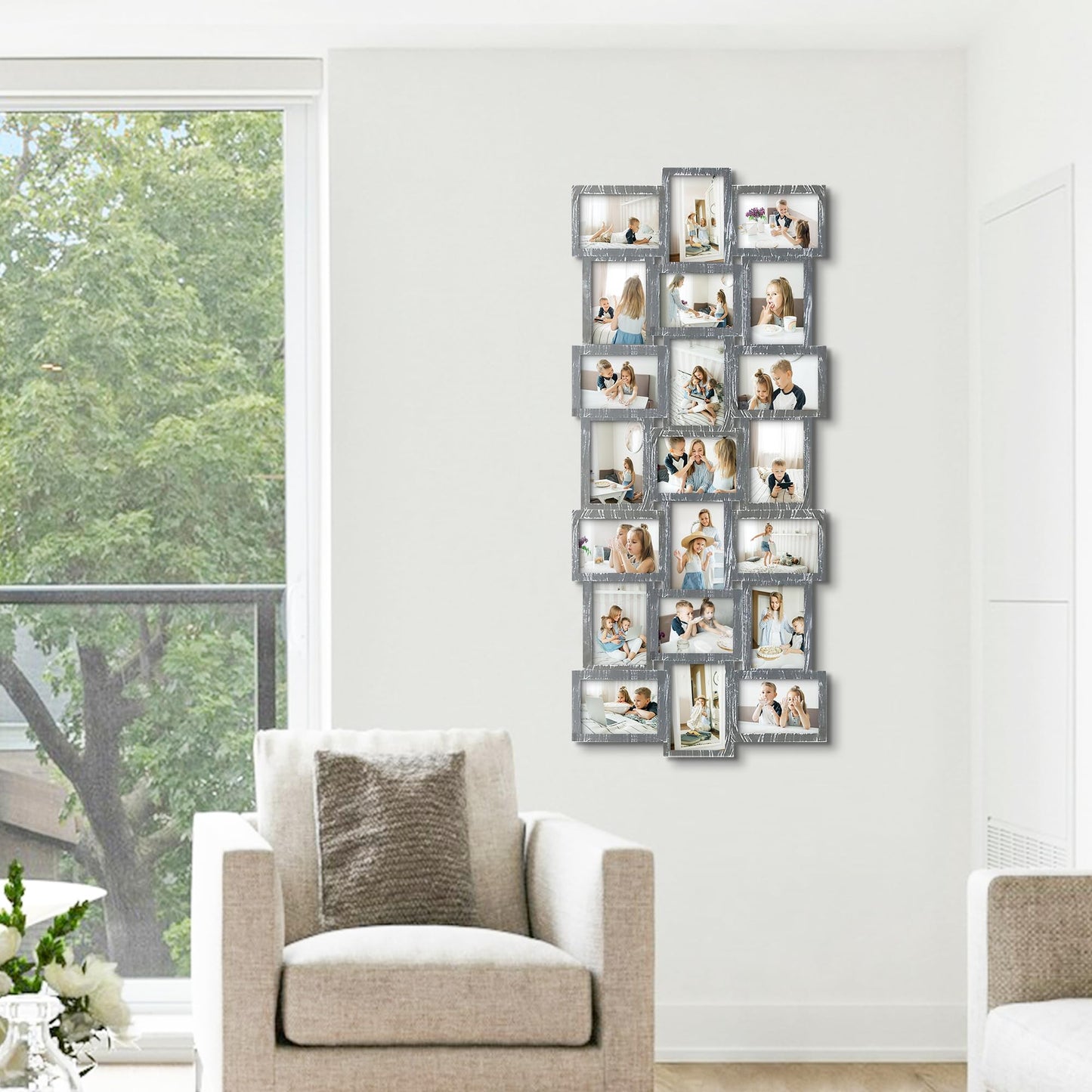 J.M.Deco Collage Picture Frames for Wall Decor, 21-Opening Reunion Family Friends Picture Frame Set, Photo Frames for Living Room Bedroom, Gallery Puzzle Collage Wall Hanging for 4x6, Mother's Day Gift, Ashes