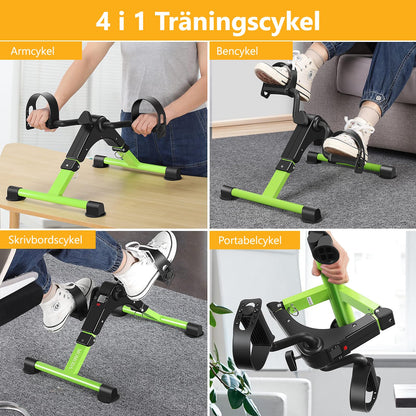 Pedal Exerciser Desk Exercise Bike Leg and Arm Bike with LCD Monitor Foldable (black/green)