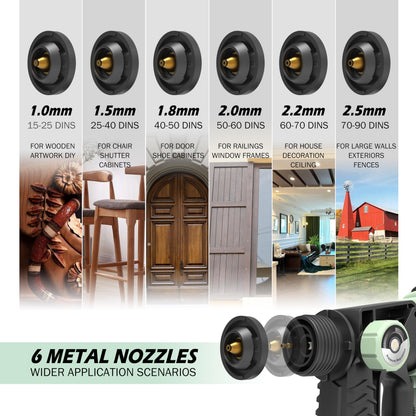 1000W HVLP Paint Sprayer High-Efficiency Electric Spray Gun with 6 Nozzles,Variable Patterns & Adjustable Flow, 47oz (1400ml) Detachable Container,Easy to Clean for Home Improvement Projects Avocado