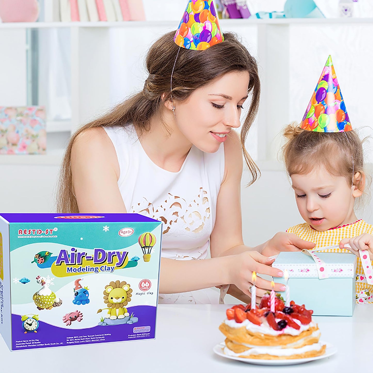 Air Dry Clay 66 Colors, Modeling Clay for Kids, DIY Model Magic Clay, Molding Clay Kit with Sculpting Tools, Non-Sticky Soft and Super Light, Arts and Crafts Gift for Boys Girls Kids.