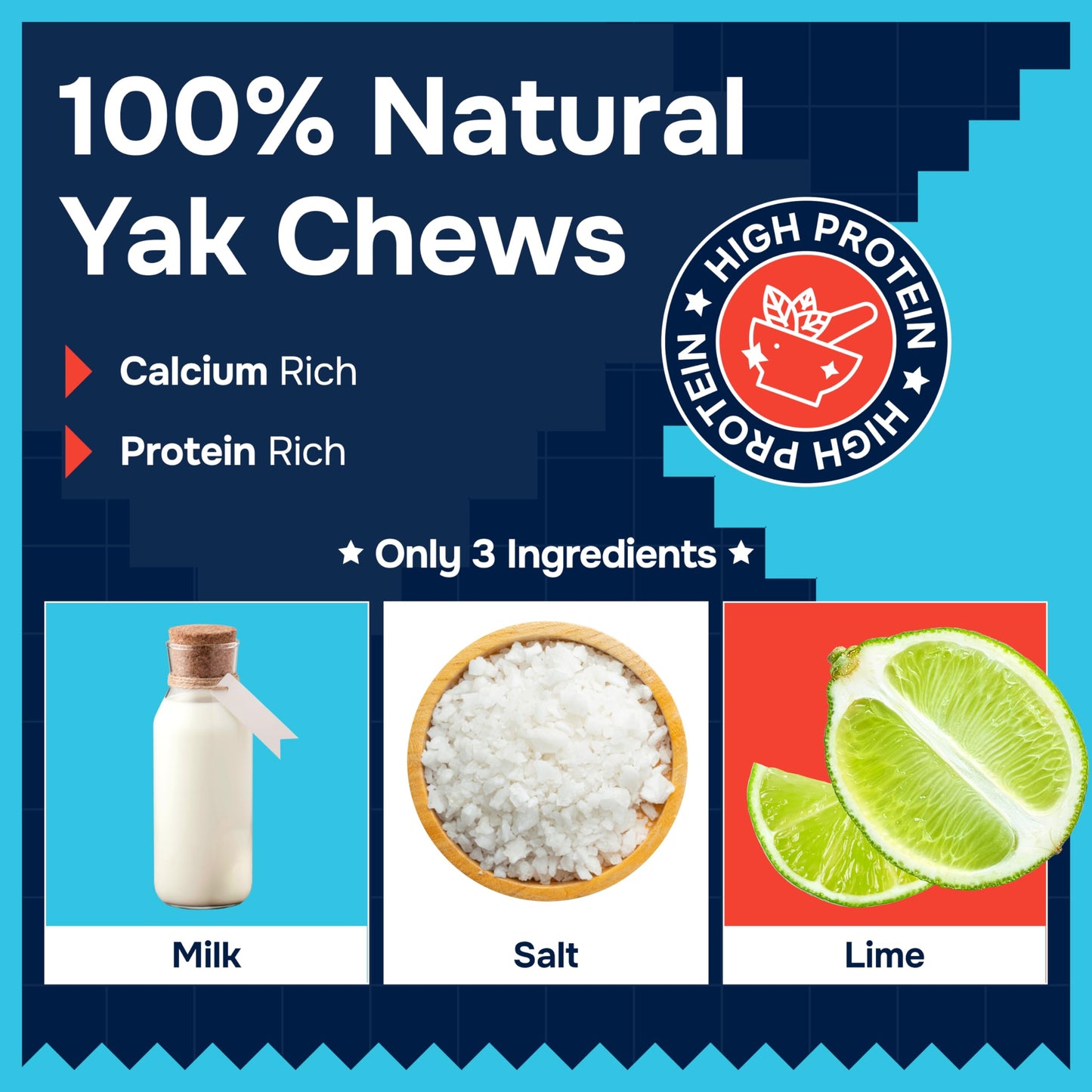 100% Natural Yak Cheese Himalayan Made Dog Chews All Breeds - Lactose Free Yak Chew for Small, Medium & Large Dogs - Dental Cleaning Dog Chews Aggressive Chewers - Long Lasting Odor & Gluten Free