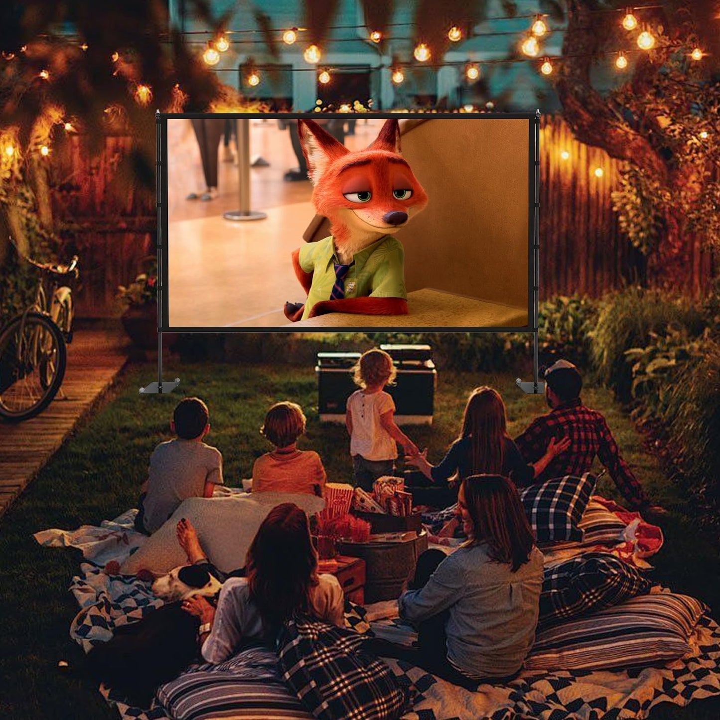 Outdoor Projector Screen with Stand - 100 Inch Portable Projector Screen Indoor and Outdoor Projector Screens 16:9 5K HD Wrinkle Free Lightweight Movie Screen with Carry Bag,Enioy Movie Nights