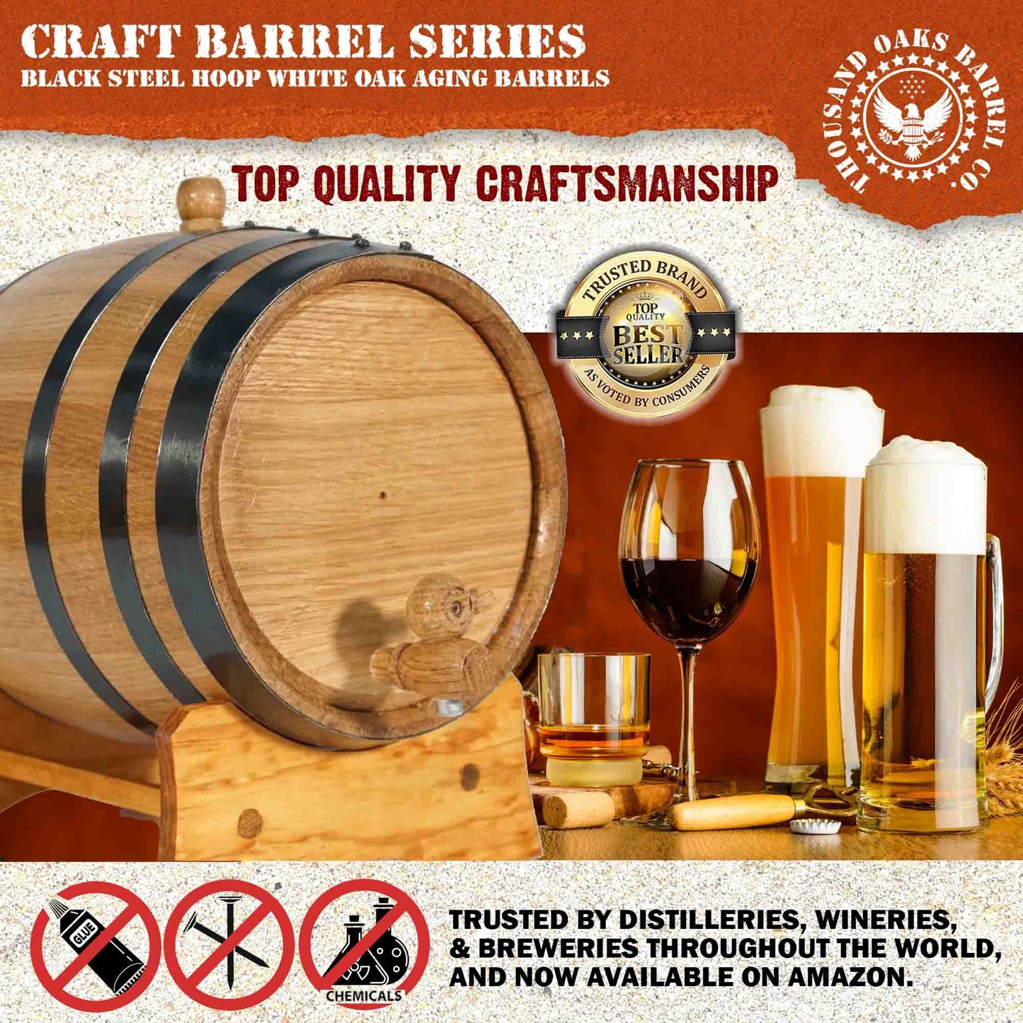 2 Liter Oak Aging Barrel with Wood Stand, Bung & Spigot - Mini Whiskey Barrels for The Home Alcohol Distiller, Moonshiner & Winemaker - Age Cocktails, Bourbon, Whisky, Tequila, Rum, Mead Wine (2L)
