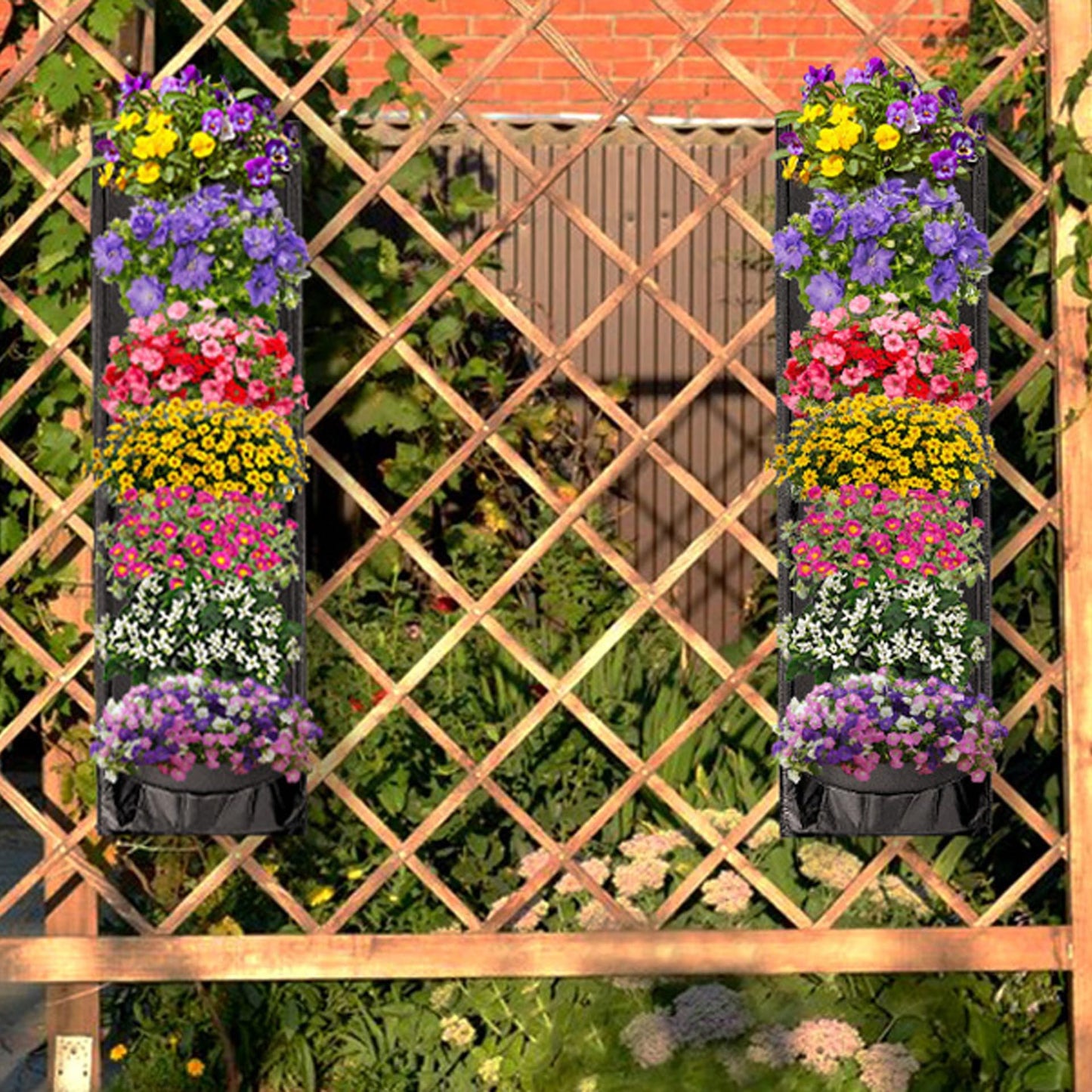 MEIWO 7 Pocket Hanging Planter for Outdoor Plants, 1 Pack Vertical Wall Planter, Balcony Planter, Railing Planter, Garden Balcony Decor