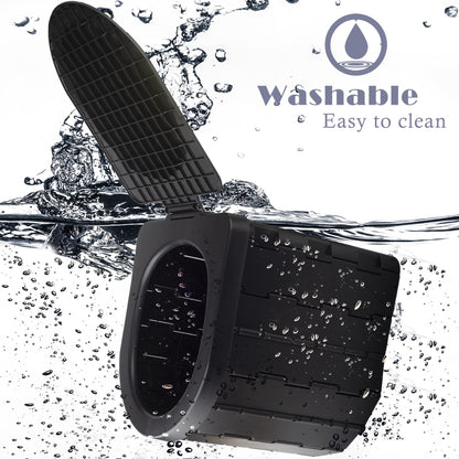 KINSPORY Camping Toilet, Portable Toilet for Adults & Kids, Foldable Potty & Outdoor Emergency Sanitation Products, Trash Can, Stool for Car Truck Camping Travel Hiking Fishing Long Trips (Deep Black)