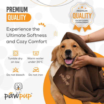 PAWPUP Dog Towels for Drying Dogs Super Absorbent Microfiber Pet Grooming Towel for Dogs, Cats and Other Pets (40 x 24 Inches, Brown and Grey)