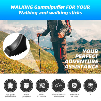 6 Pack Hiking Walking Sticks Rubber Tips, Replacement Tips Protectors for Trekking Poles, Fits Most Standard Hiking, Trekking, Walking Poles (Shoe Shape Tips)