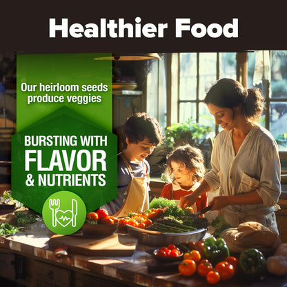 HOME GROWN 𝗨𝗦𝗔 𝗣𝗥𝗘𝗠𝗜𝗨𝗠 25 Heirloom Vegetable Seeds 12,000+ 𝗡𝗢𝗡-𝗚𝗠𝗢 Survival Garden Seeds Kit, High Germination Tomatoes Carrots Beans Kale Peppers, Giftable Indoor Outdoor Planting Set