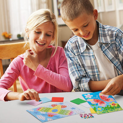 LZHZH Mosaic Sticker Art Sticky DIY Handmade Art Kits for Kids - Sunflower, Butterfly, Sailboat, Woodpecker, hot air Balloon, Airplane (6 Pack) (Handmade Art Kits for Kids)