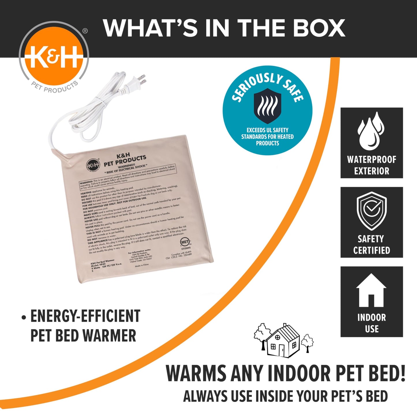 K&H Pet Products Pet Bed Warmer, Turn Any Pet Bed Into a Heated Cat or Dog Bed, Waterproof Indoor Heated Warming Pad Insert, Automatic Temperature, Safety Listed - Small 9 X 8.5in Tan