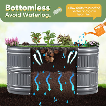 KING BIRD Raised Garden Bed Kit 2025 Upgraded Modular DIY Galvanized Planter Garden Box Outdoor for Gardening, Vegetables, Flowers, Elegant Roman Column Design, 47x24x24 in, Dark Grey