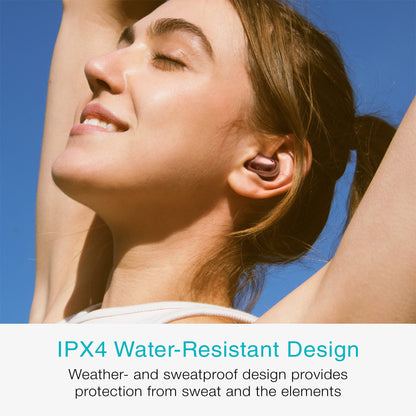 MEE audio Pebbles True Wireless Earbuds - Bluetooth 5.3 Low Profile in Ear Lightweight Headphones with Headset Microphone & Call Noise Reduction for Gym/Workouts/Sports and Gaming, Rose Gold