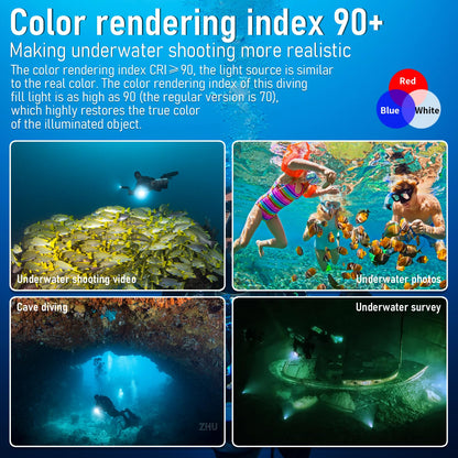 LetonPower Diving Flashlight, L12 8000Lumens Dive Light,100m Underwater Video Light, Scuba Dive Lights, Underwater Flashlight with Type-C Charging for Professional Under Water Sports