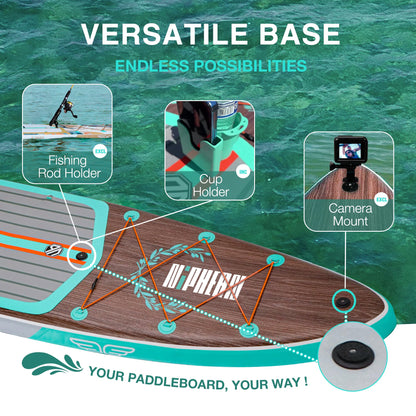 Niphean (Extra Large) Inflatable Paddle Board, SUP for 2+1 People/Family, Stand Up Paddle Board with (Beginner Friendly) StabilTrac Fin, Waterproof Phone Pouch, Paddle Boards for Adults, Gift Ideas