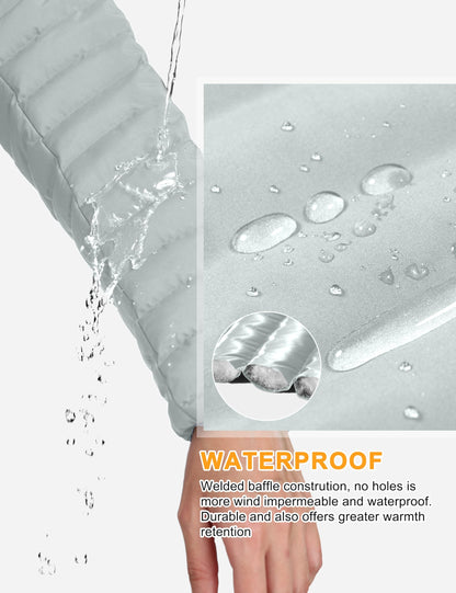 Little Donkey Andy Women's Warm Waterproof Puffer Jacket Windproof Hooded Winter Coat with Recycled Insulation Upgraded Ligth Grey M