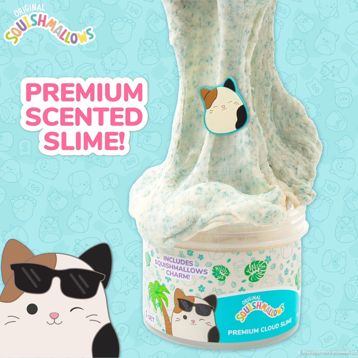 Original Squishmallows Premium Cloud Slime - Cam The Cat, Coconut Scent