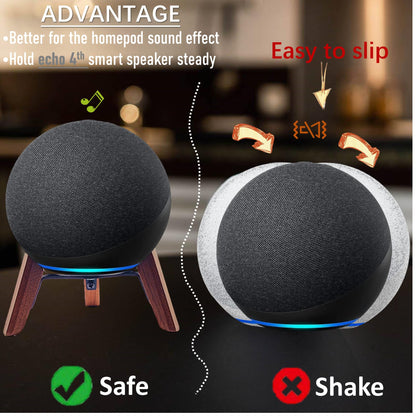 Real Wood Stand for Echo (4th Gen) Speaker (2020),Tripod Holder Accessories Protect Alexa Speaker for Sound Better,Secure Stable Wooden Mount with Metal Frame for Echo Newest Model 2024 (Walnut)