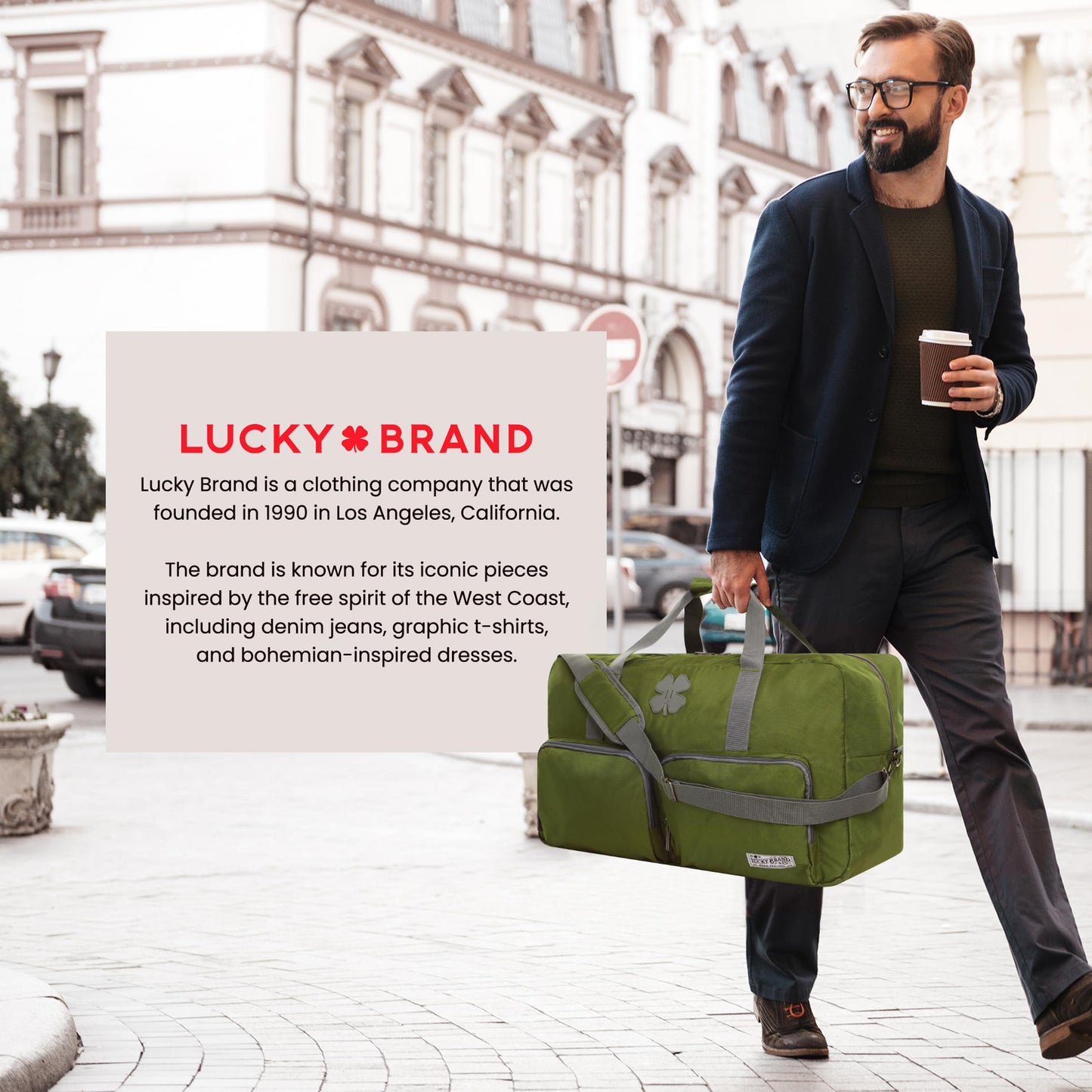 Lucky Travel Duffel Bags 65L, Gym Bag, Travel Bag & Large Duffle Bag for Men, Foldable Overnight Weekender Bags for Women & Men with Adjustable Shoulder Strap, Loden Green
