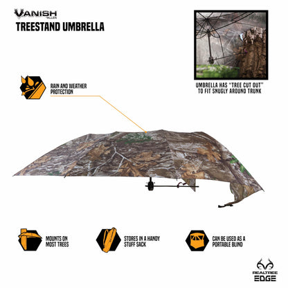 Allen Company Vanish Instant Roof Tree Stand Umbrella - Large Umbrella with Realtree Edge Camo - Durable and Portable Hunting Umbrella - Hunting Gear and Accessories - 57" W